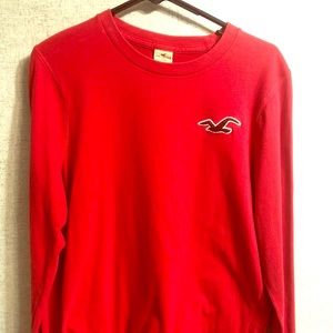 Long sleeve red Hollister shirt with logo